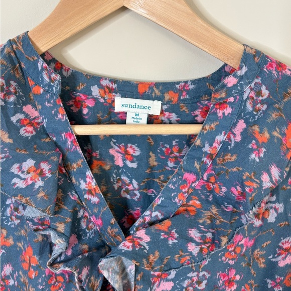 Sundance Floral Ruffle 3/4 Sleeve High-Low Top size Medium - Picture 3 of 7